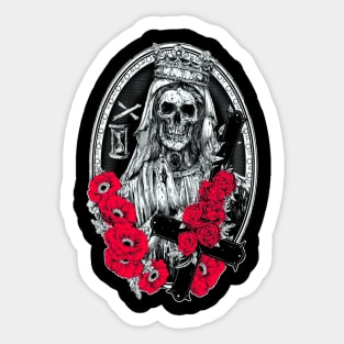 Skull with red flowers Sticker